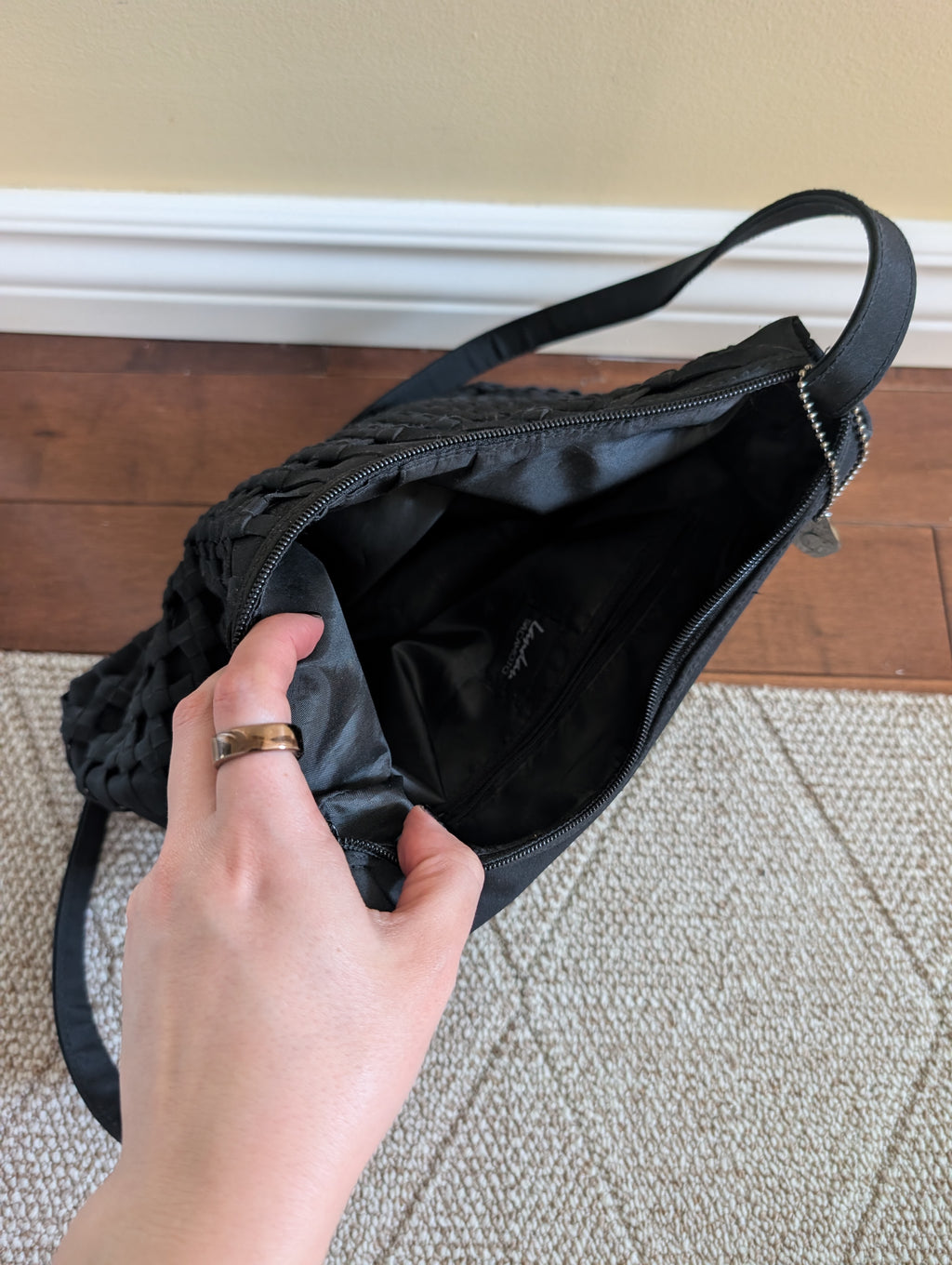 WOVEN DETAIL VINTAGE Y2K NYLON SHOULDER BAG