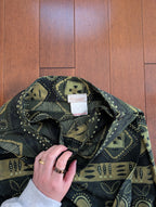 GREEN AZTEC VINTAGE VINTAGE Y2K MAXI WRAP SKIRT
