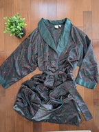 90s DARK PAISLEY VINTAGE SATIN ROBE