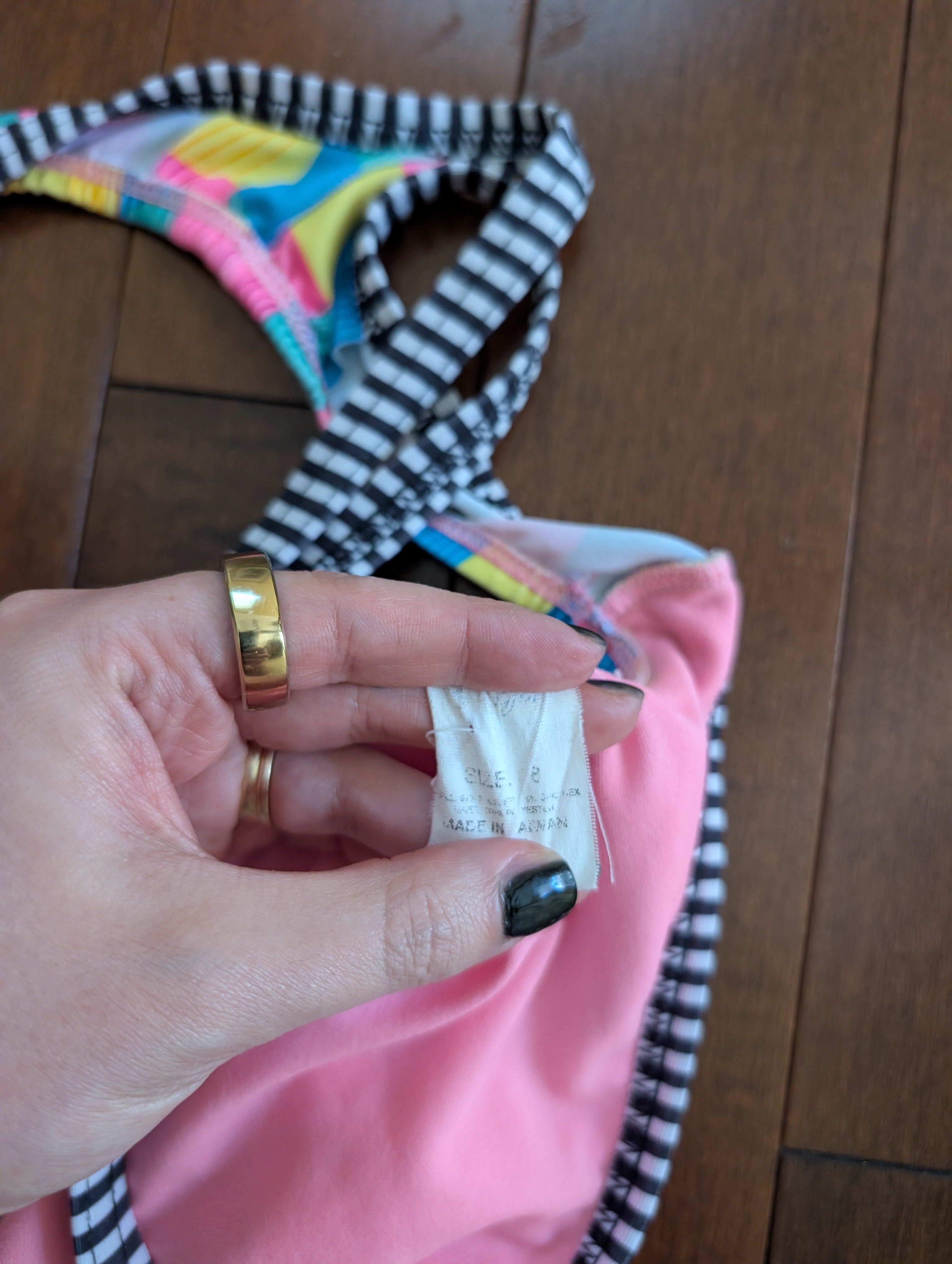 COLORFUL CHECKER PRINT 90s VINTAGE SWIMSUIT