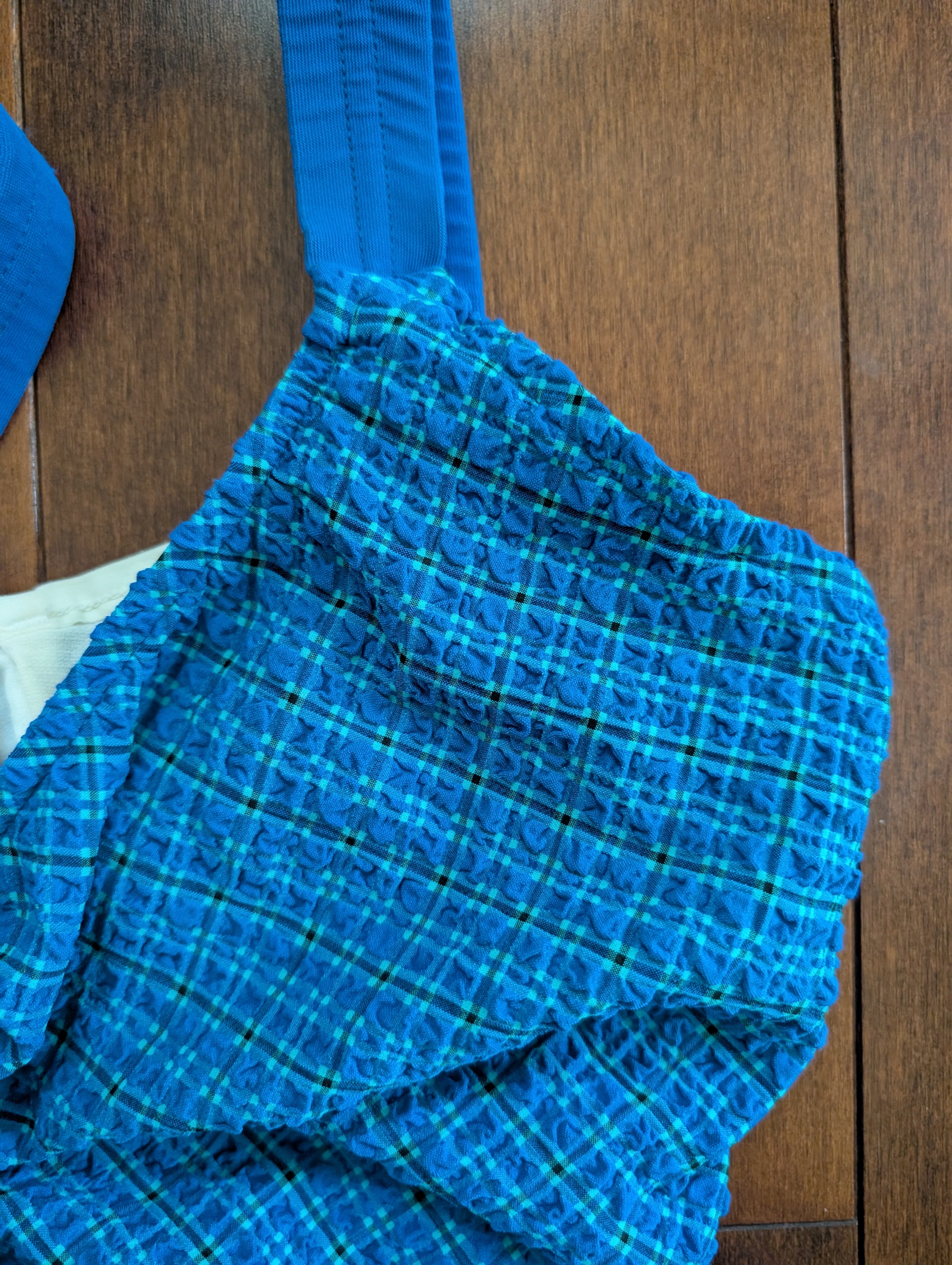 ROYAL BLUE GINGHAM WAFFLE VINTAGE SWIMSUIT