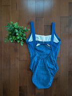 ROYAL BLUE GINGHAM WAFFLE VINTAGE SWIMSUIT