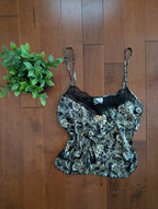 90s GOLD PAISLEY PRINT VINTAGE SATIN TANK TOP