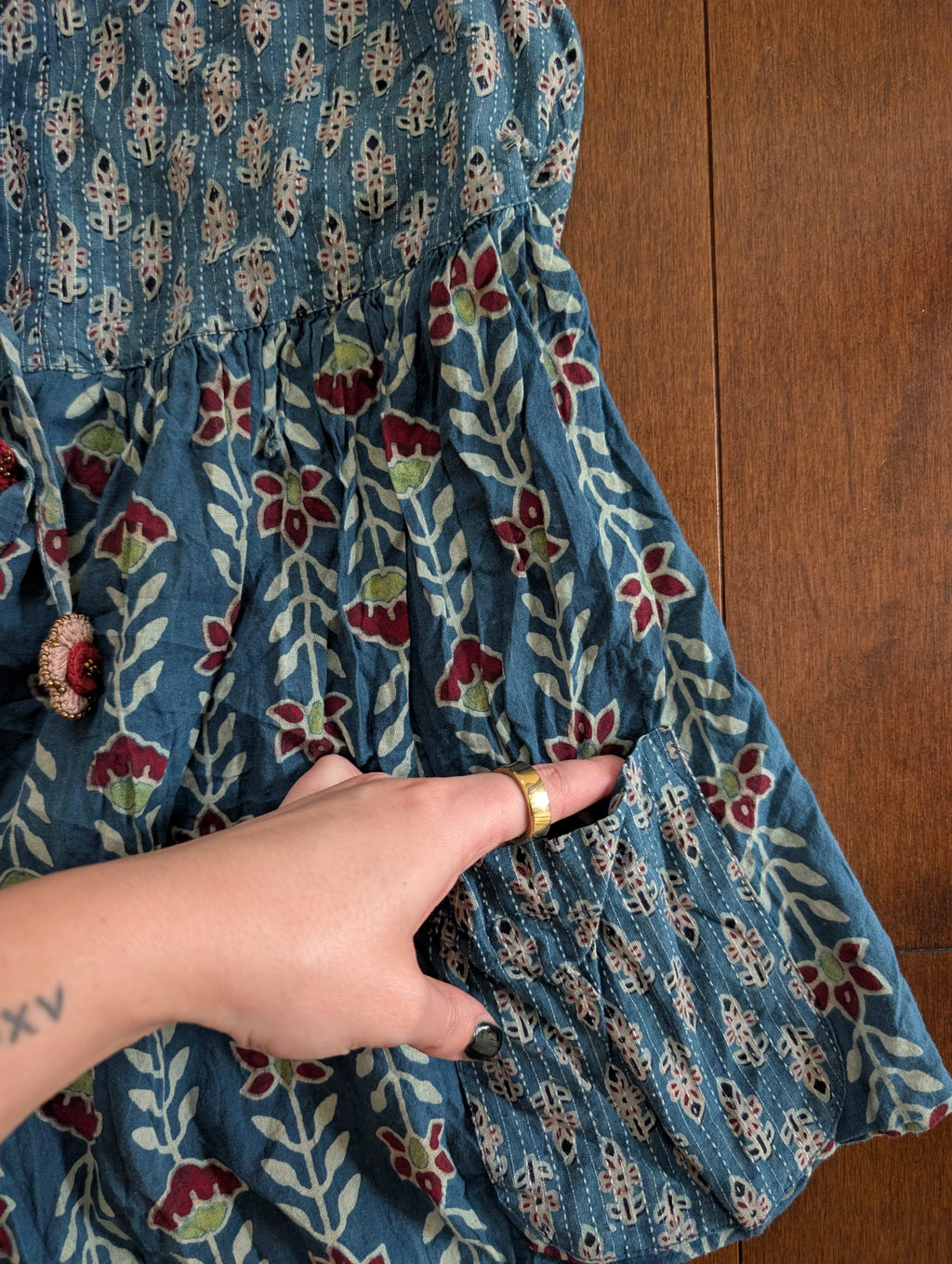 BOHO FLORAL DETAIL Y2K VINTAGE BABYDOLL TOP