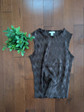 BROWN SHINY CRINKLE VINTAGE Y2K TOP