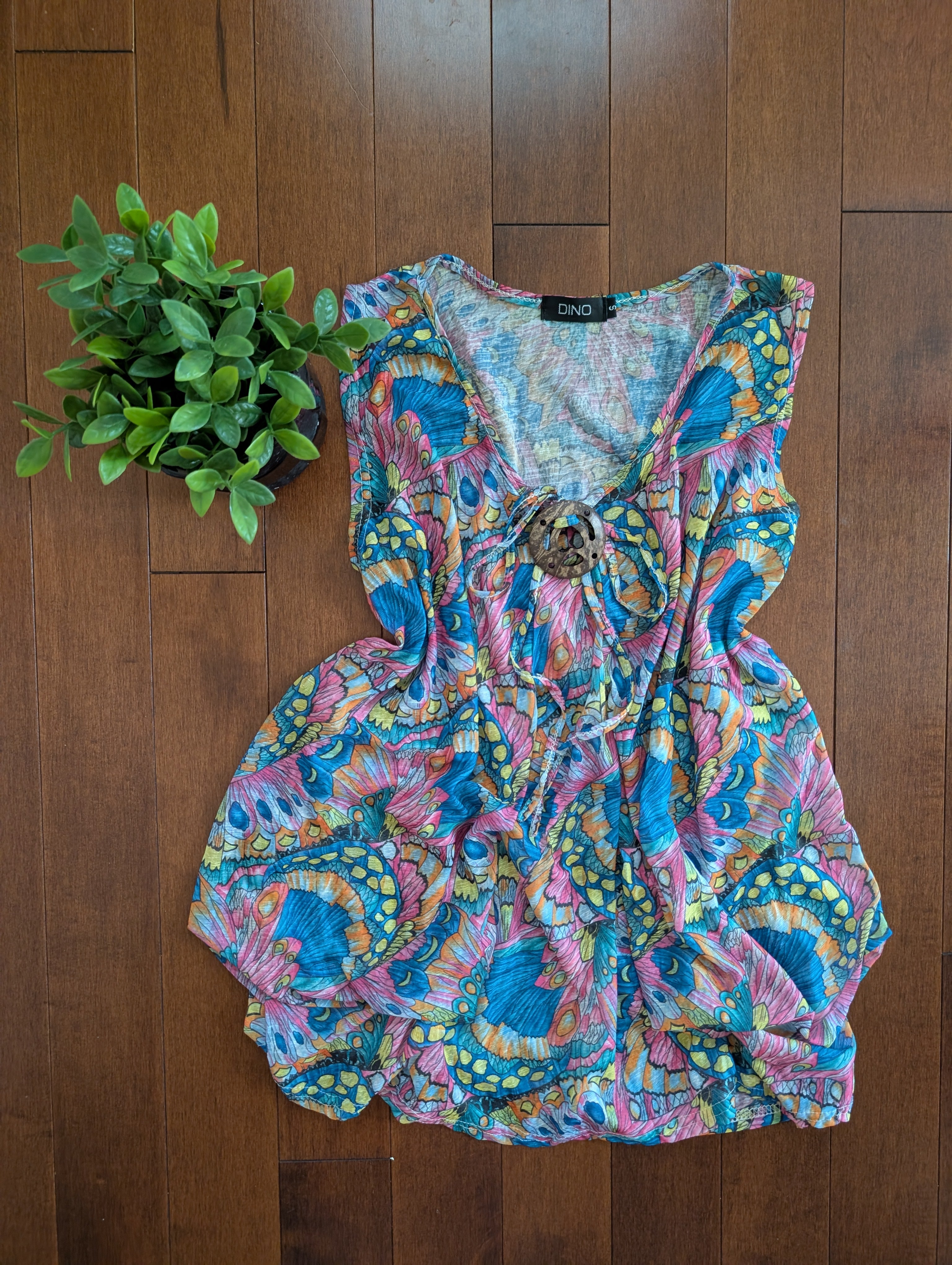 COLORFUL SHEER Y2K VINTAGE BOHO TOP