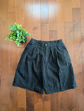 BLACK PLEATED VINTAGE TROUSER SHORTS