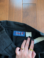 BLACK PLEATED VINTAGE TROUSER SHORTS