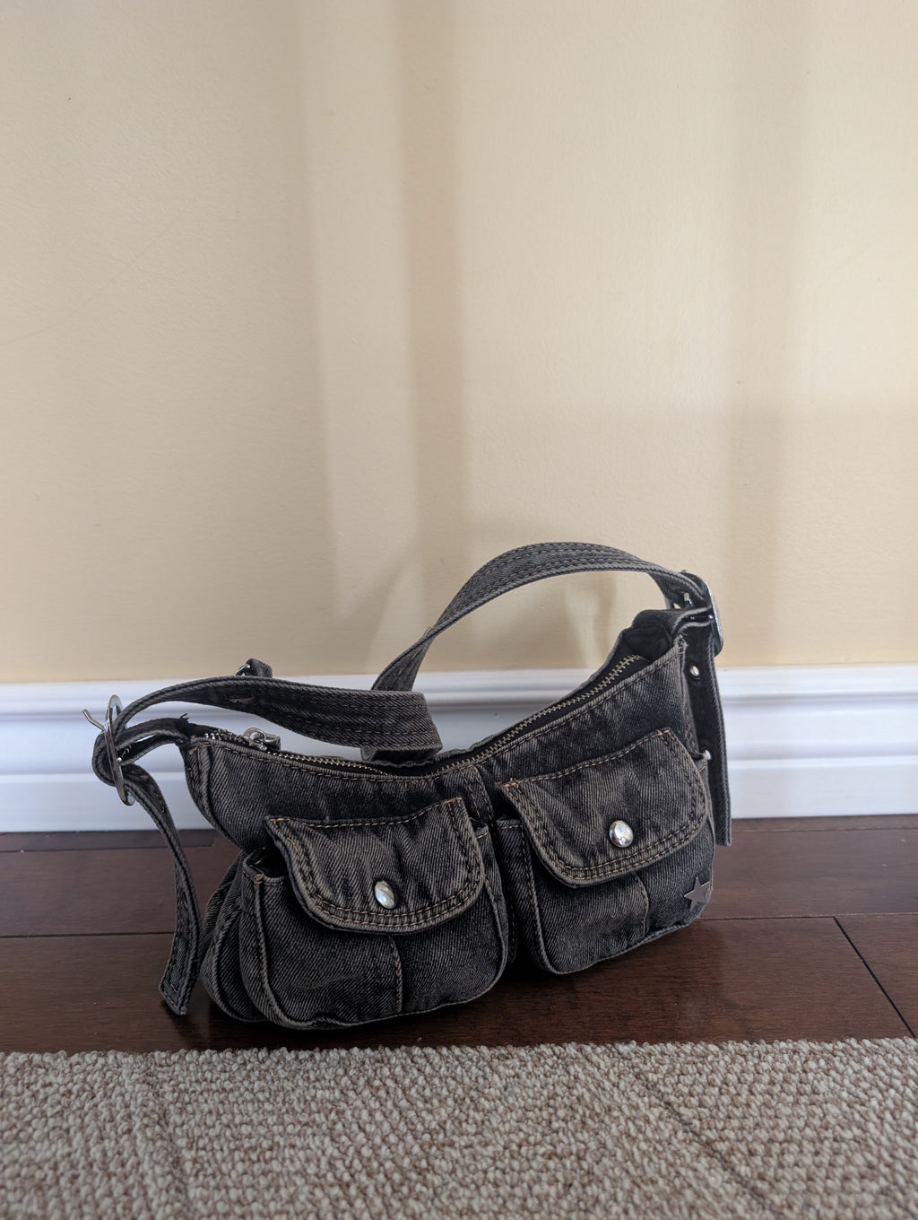 GREY DENIM Y2K VINTAGE MINI SHOULDER BAG