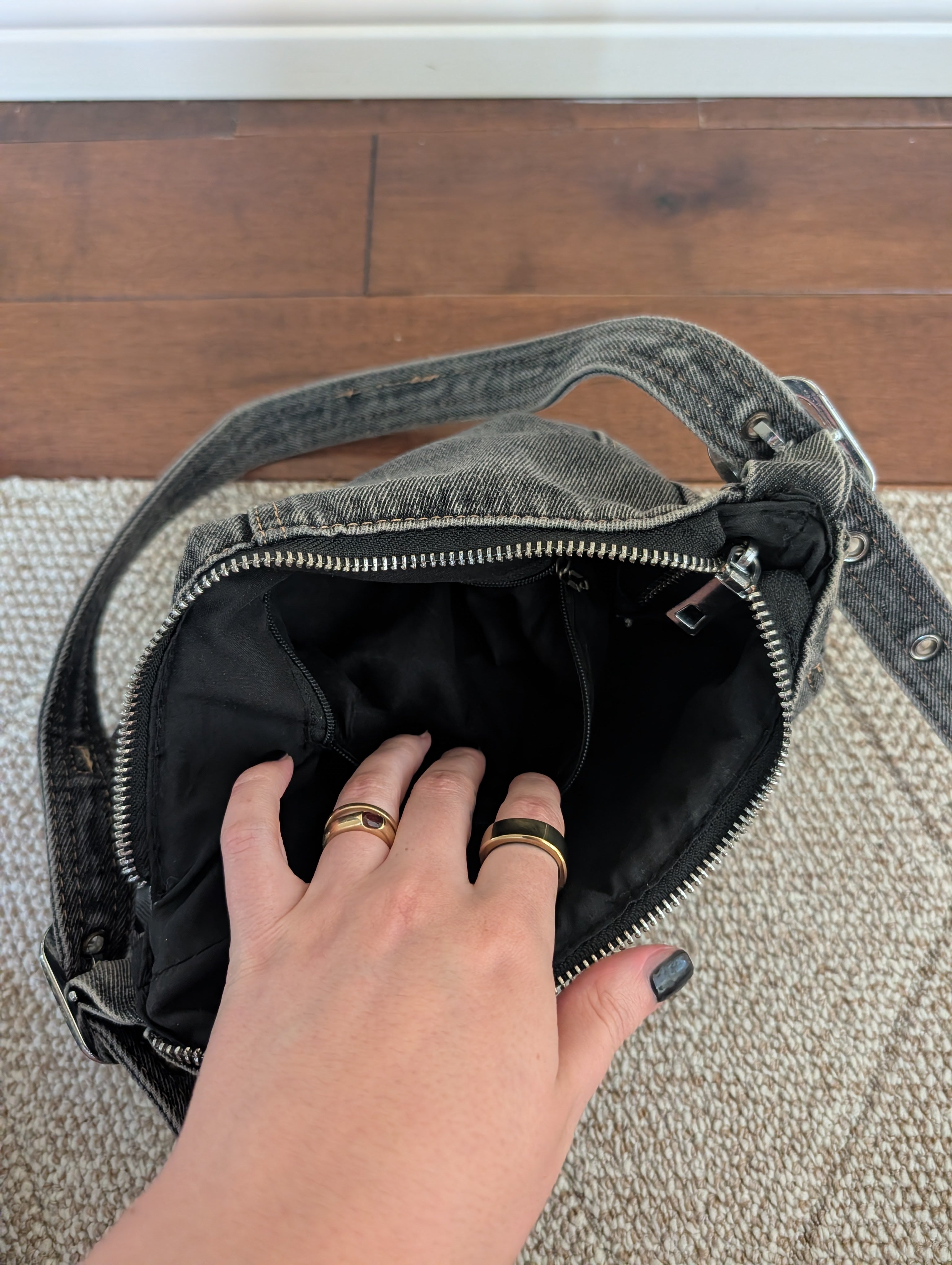 GREY DENIM Y2K VINTAGE MINI SHOULDER BAG