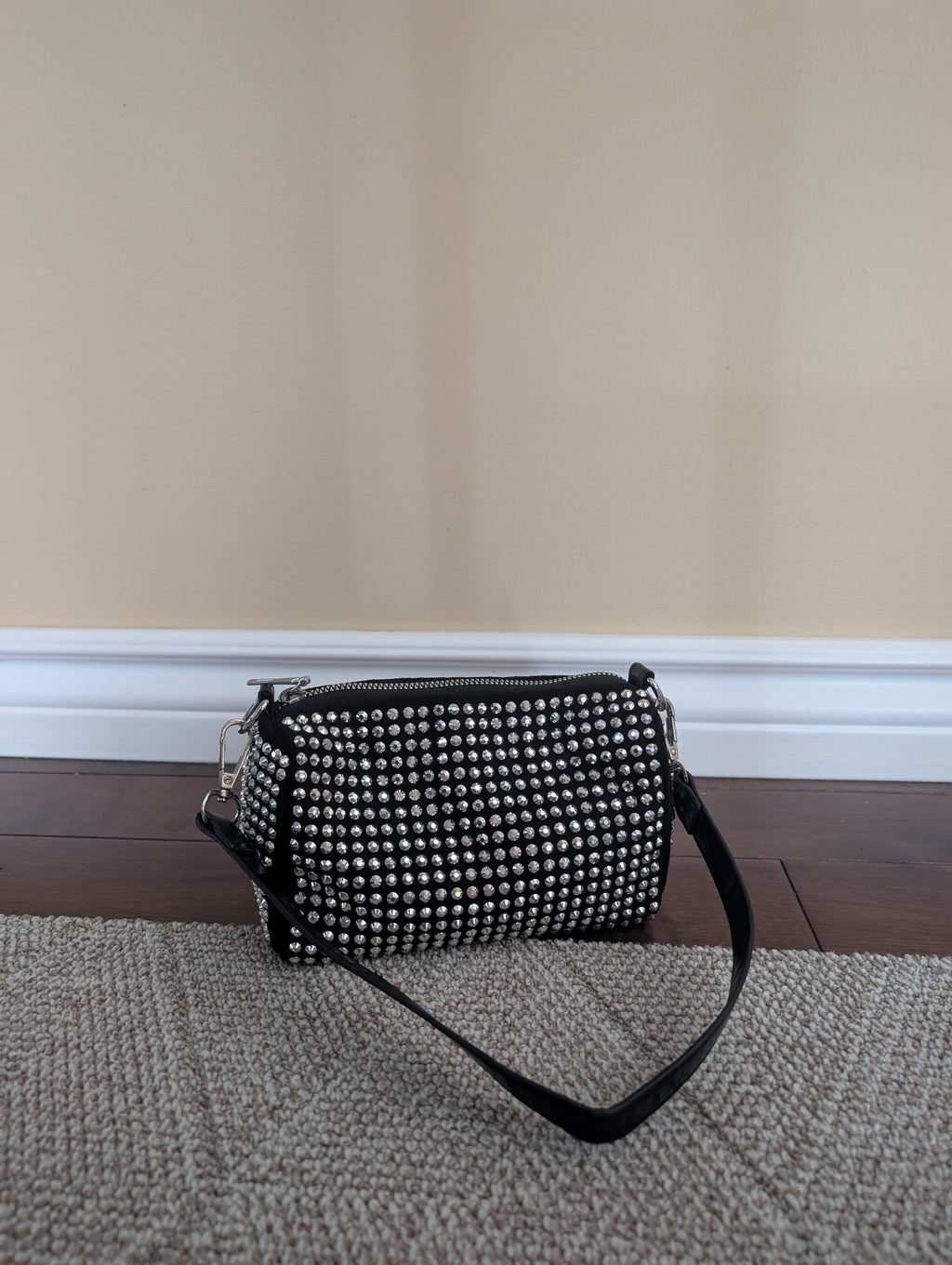 Y2K SILVER BLINGED OUT MINI SHOULDER BAG