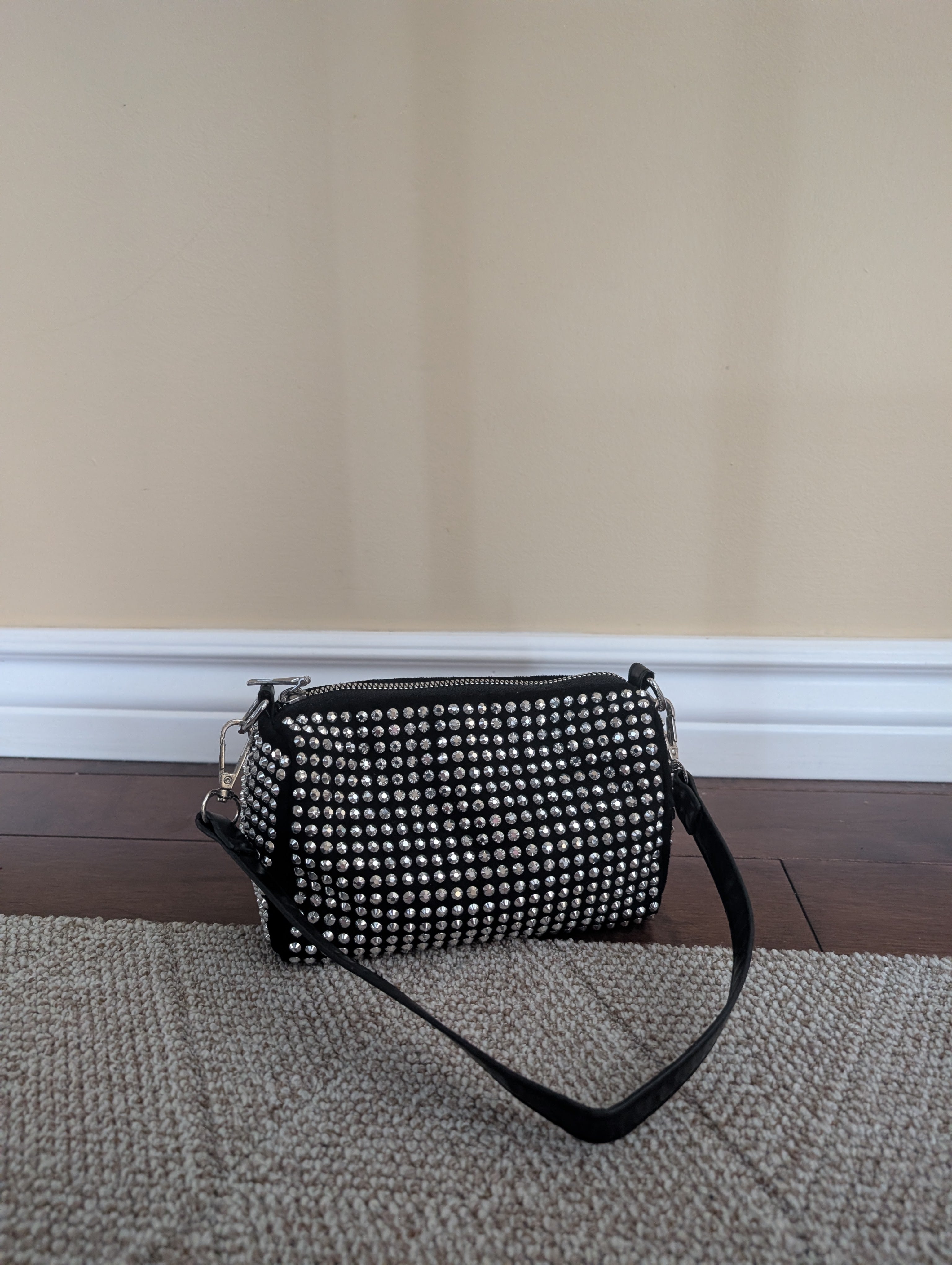 Y2K SILVER BLINGED OUT MINI SHOULDER BAG