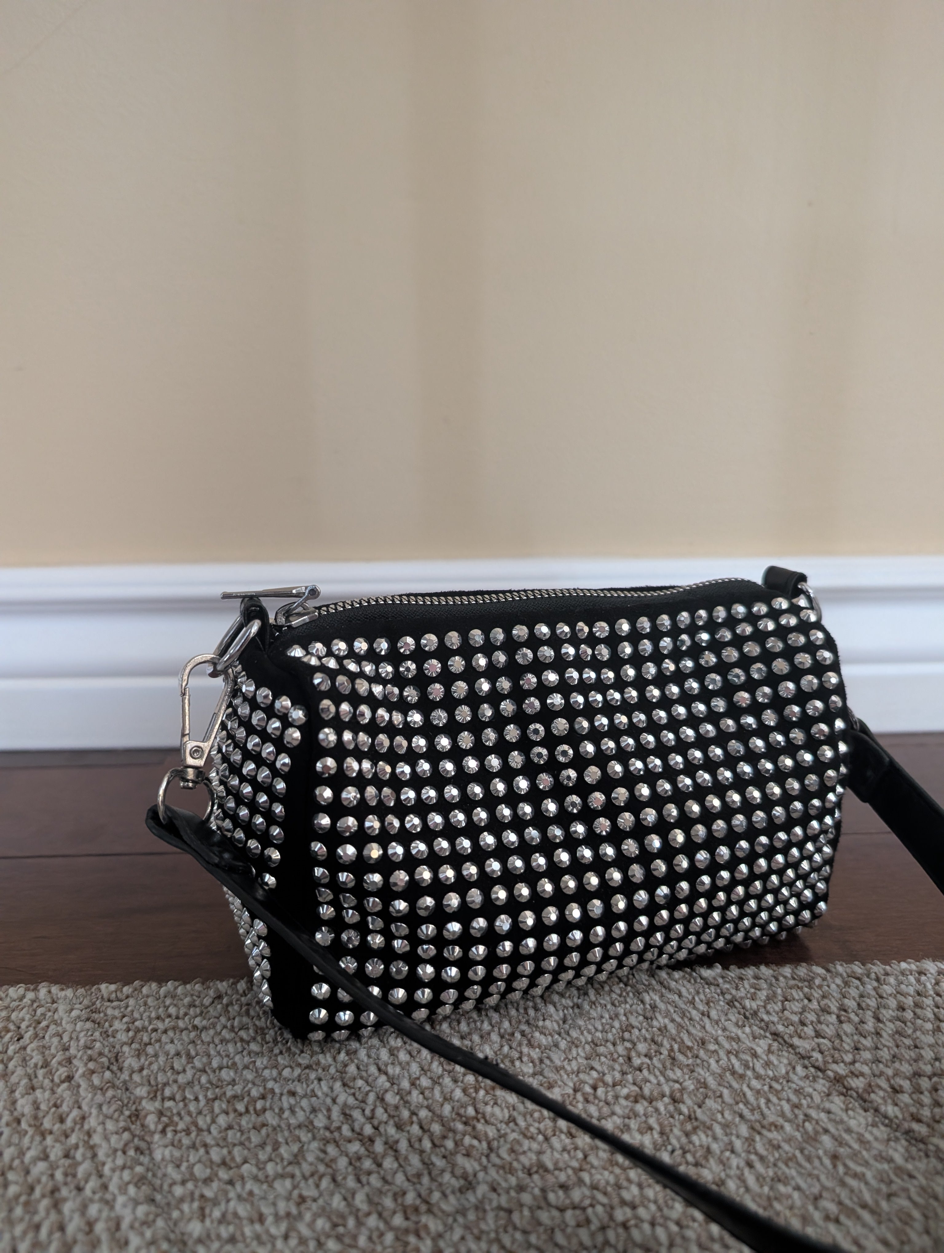 Y2K SILVER BLINGED OUT MINI SHOULDER BAG