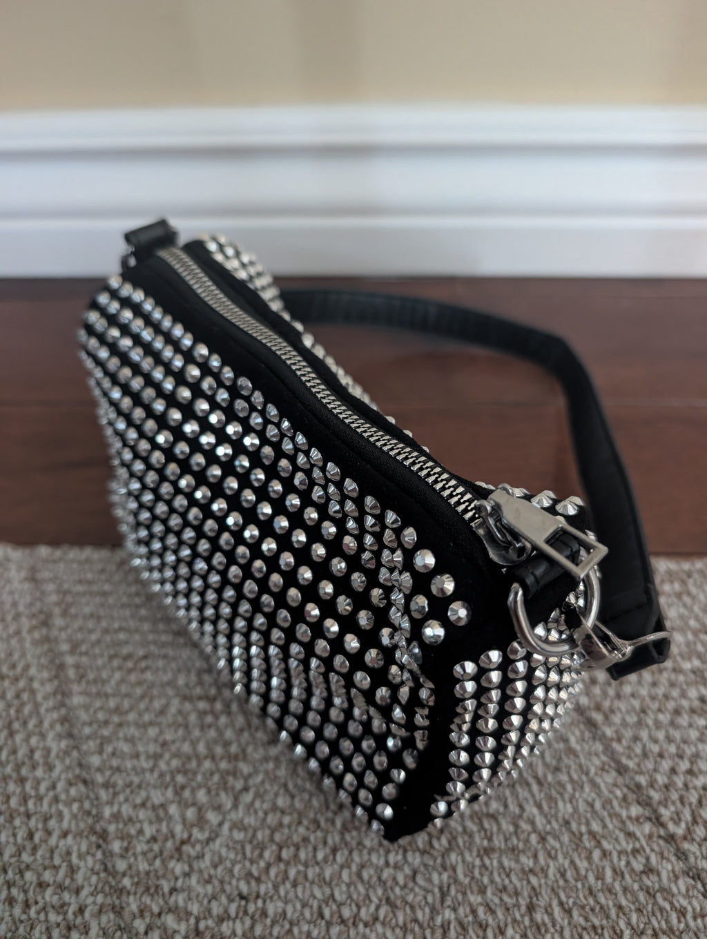 Y2K SILVER BLINGED OUT MINI SHOULDER BAG