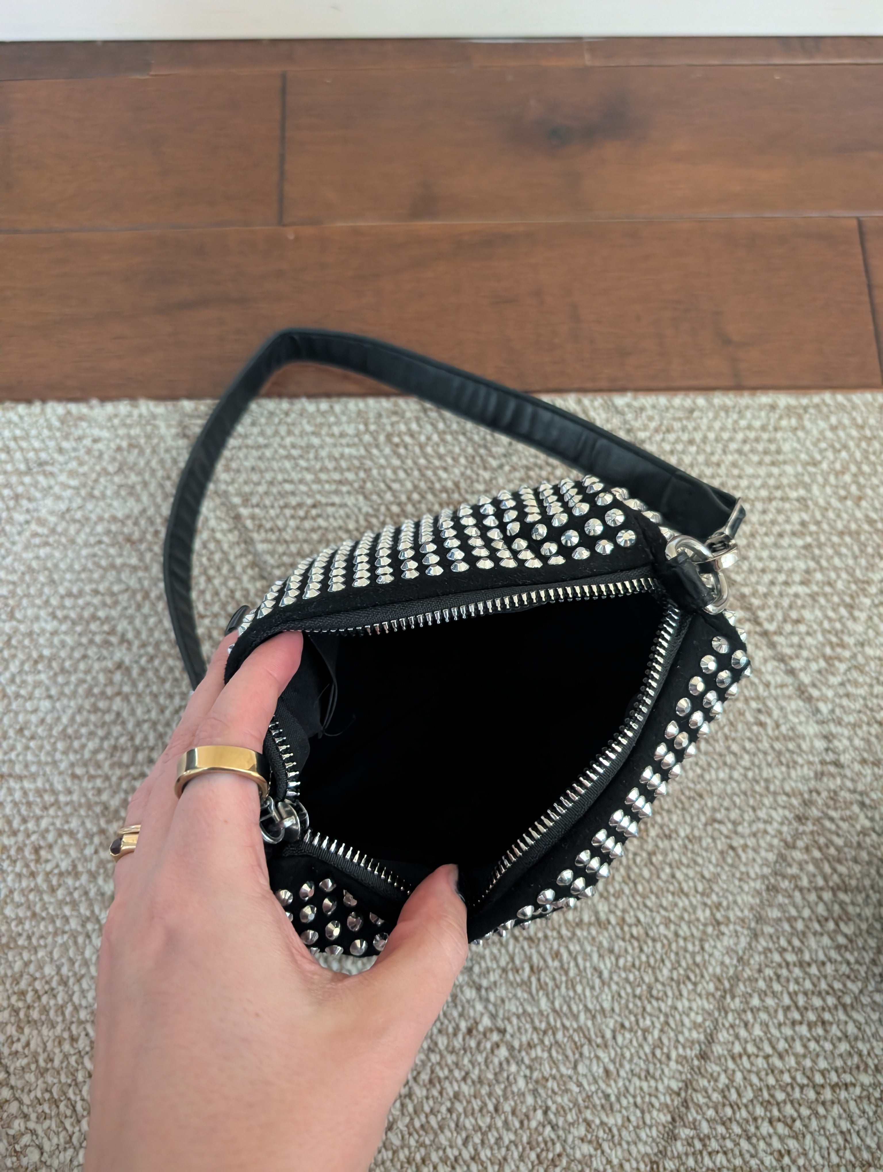 Y2K SILVER BLINGED OUT MINI SHOULDER BAG