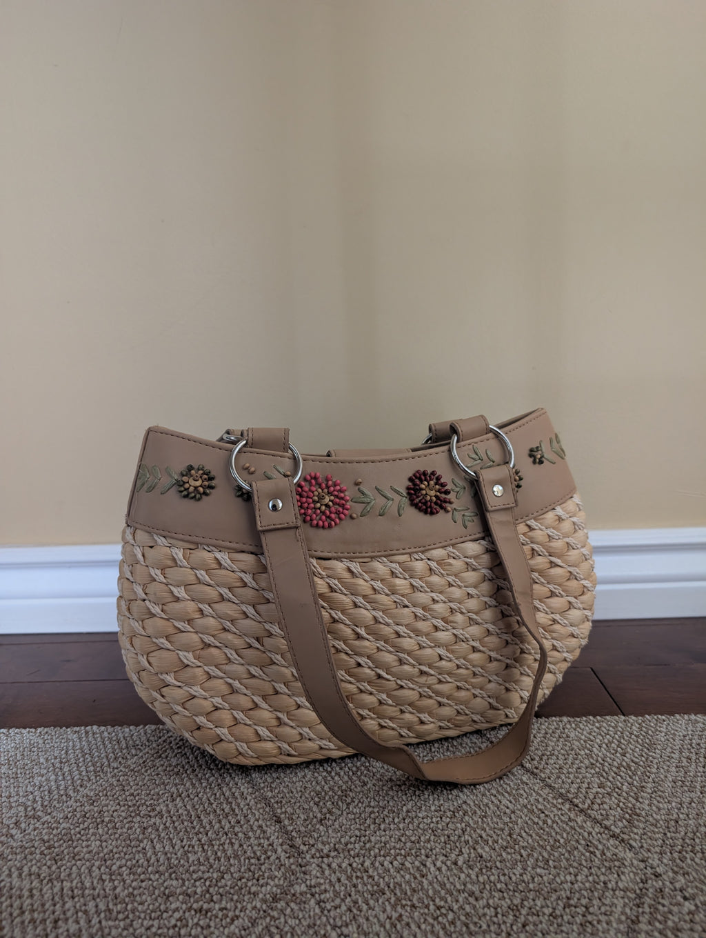 BEACHY WICKER VINTAGE Y2K SHOULDER BAG
