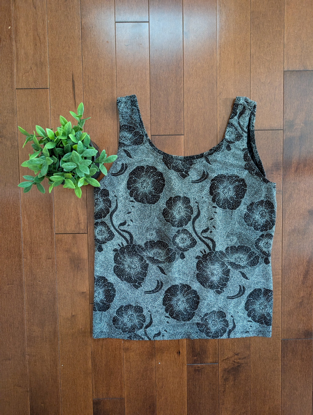 90s SPARKLY FLORAL VINTAGE TANK TOP