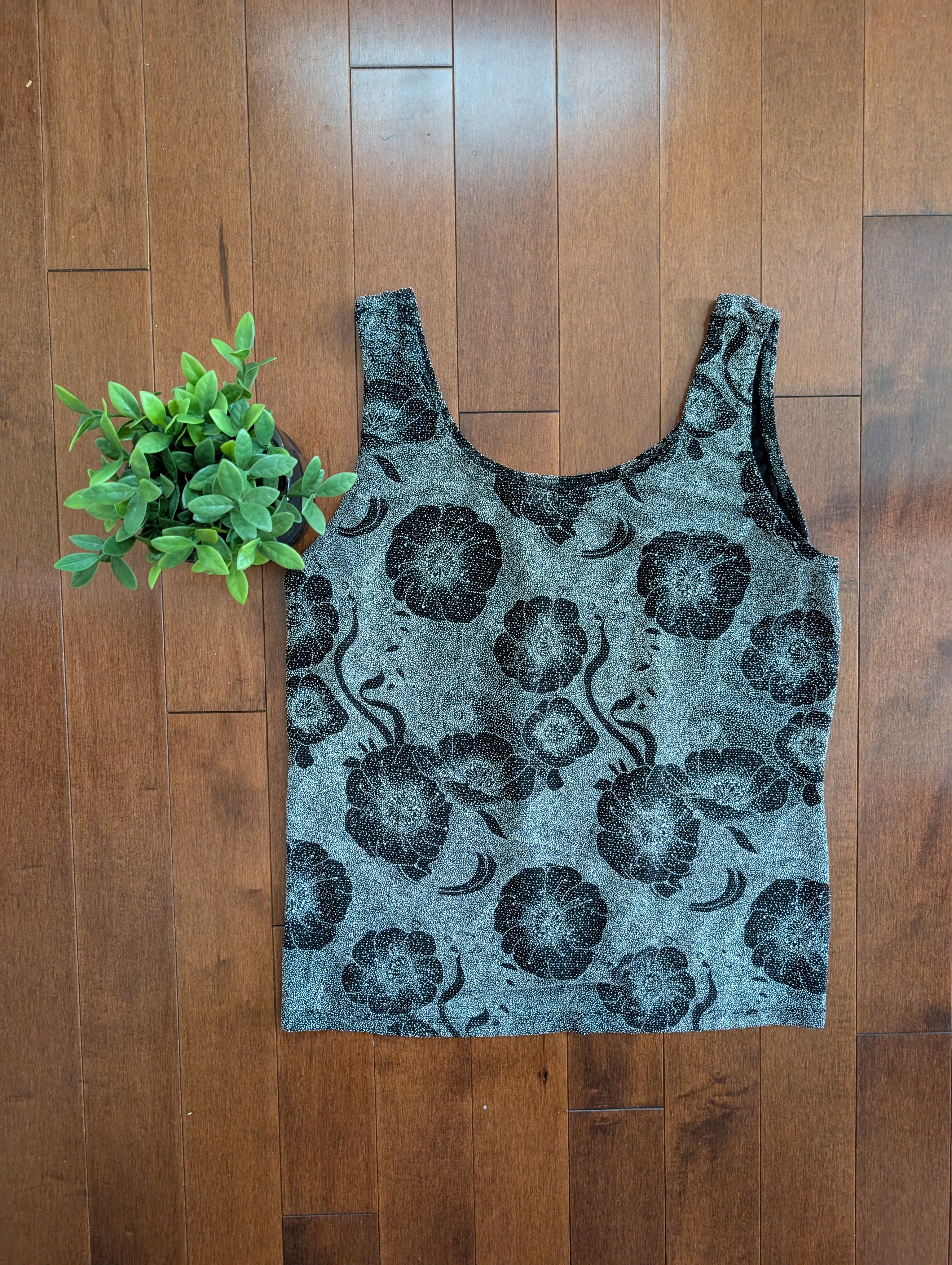 90s SPARKLY FLORAL VINTAGE TANK TOP