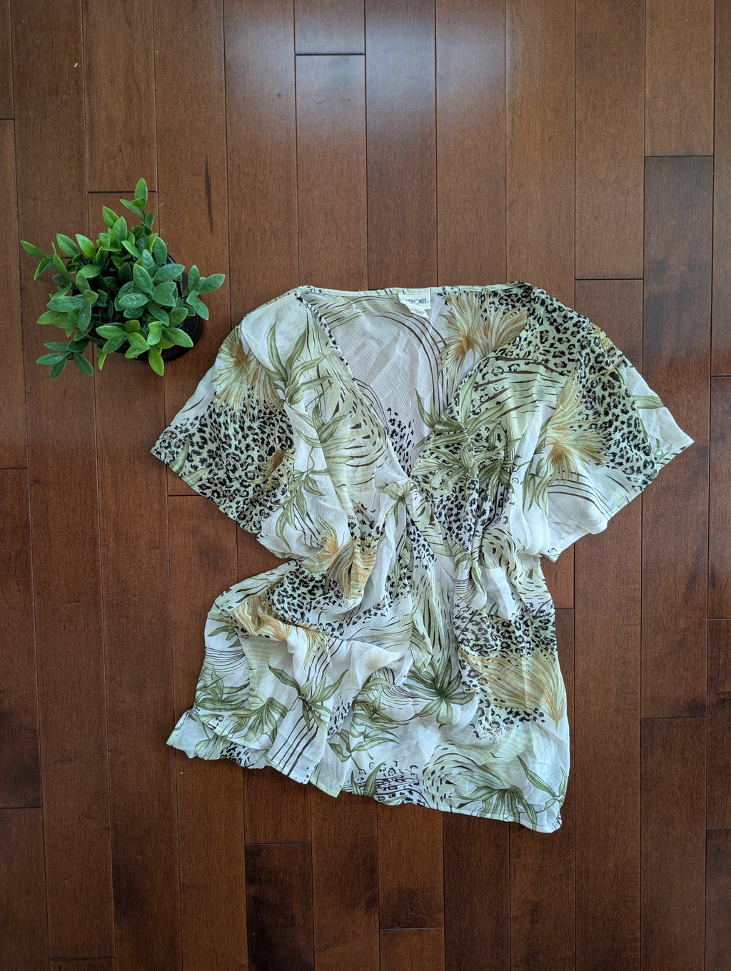 BOHO LEOPARD Y2K SHEER VINTAGE TOP