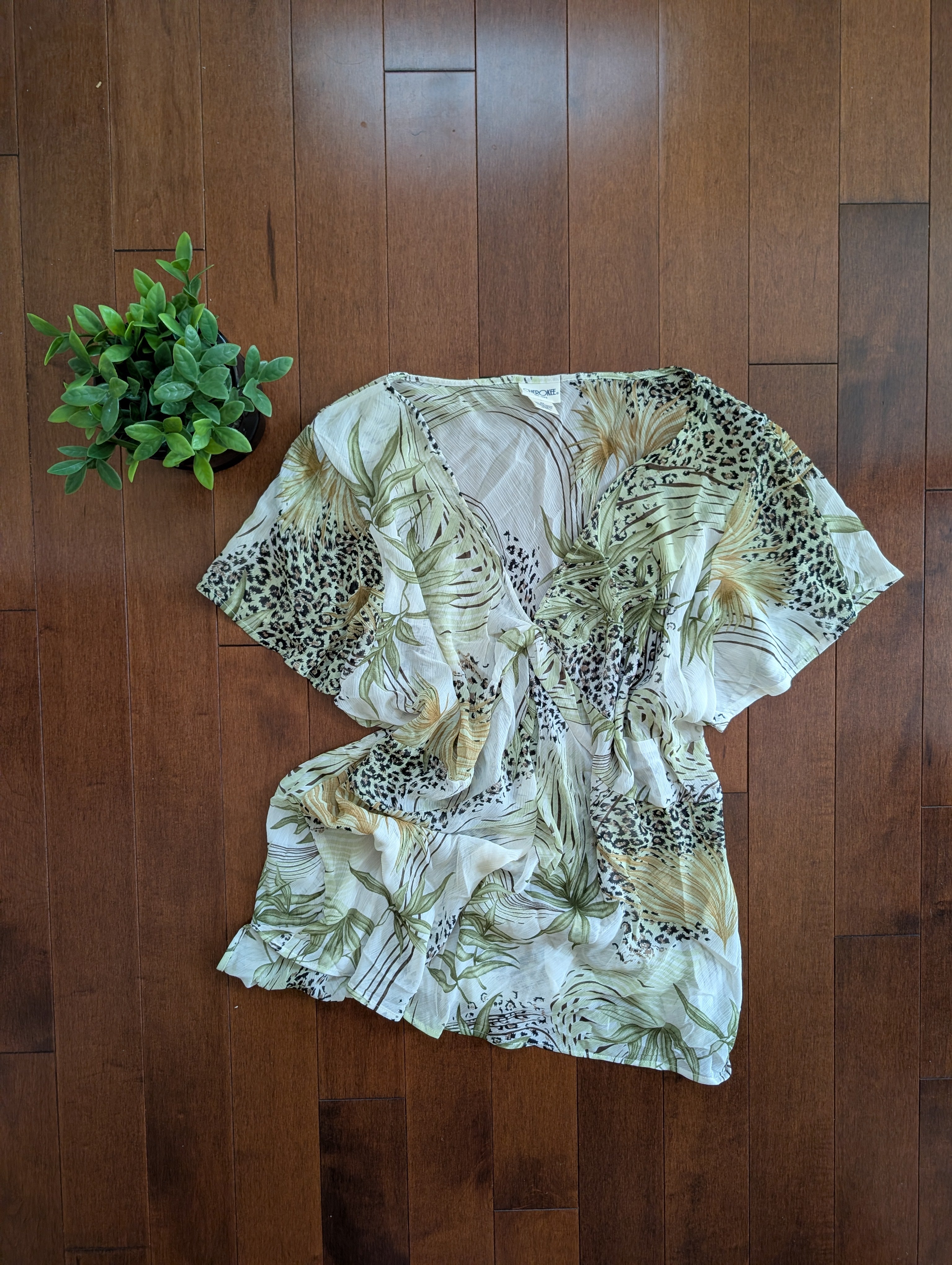 BOHO LEOPARD Y2K SHEER VINTAGE TOP