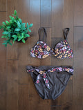 RETRO Y2K CHOCOLATE FLORAL VINTAGE BIKINI