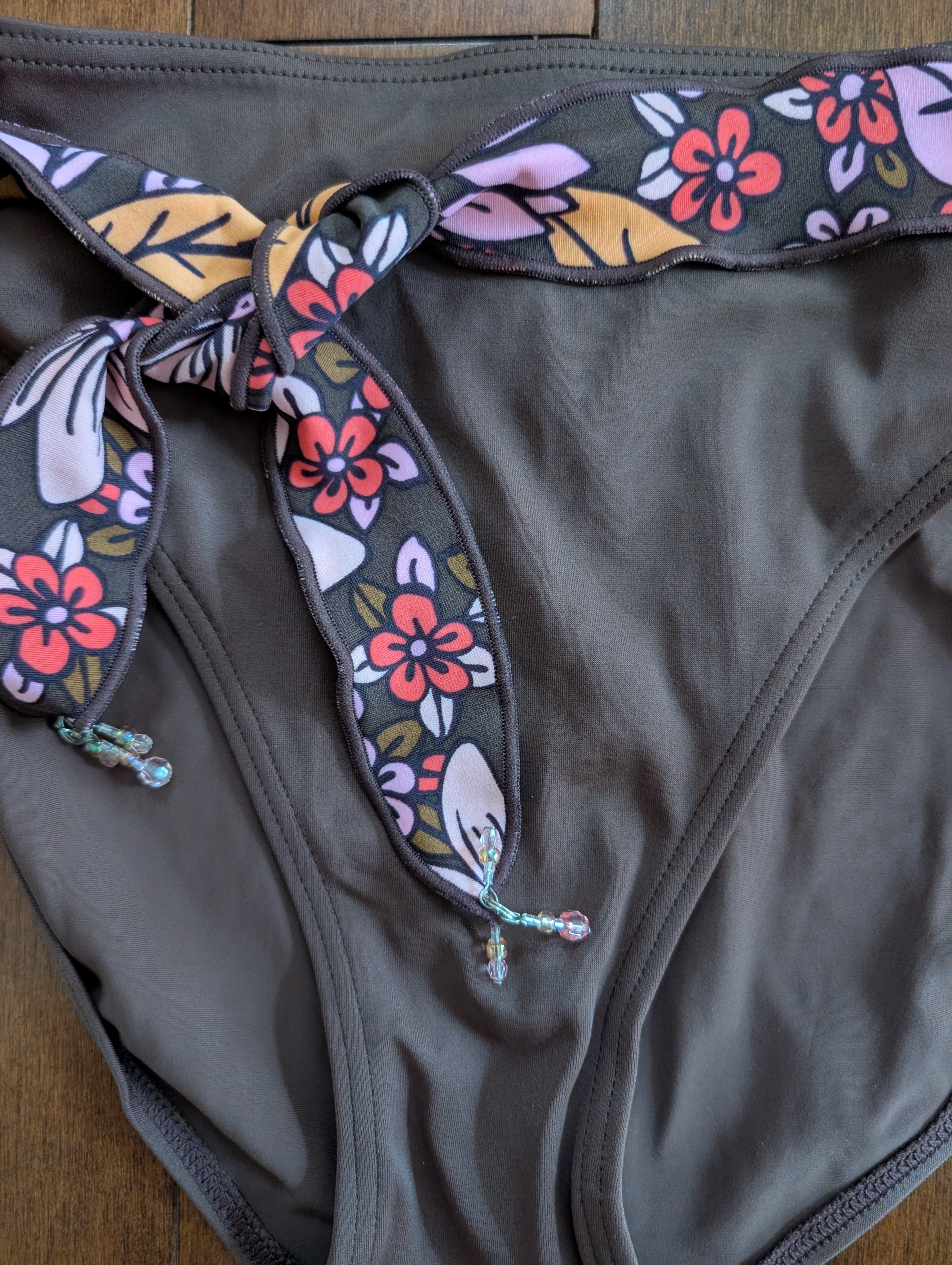 RETRO Y2K CHOCOLATE FLORAL VINTAGE BIKINI