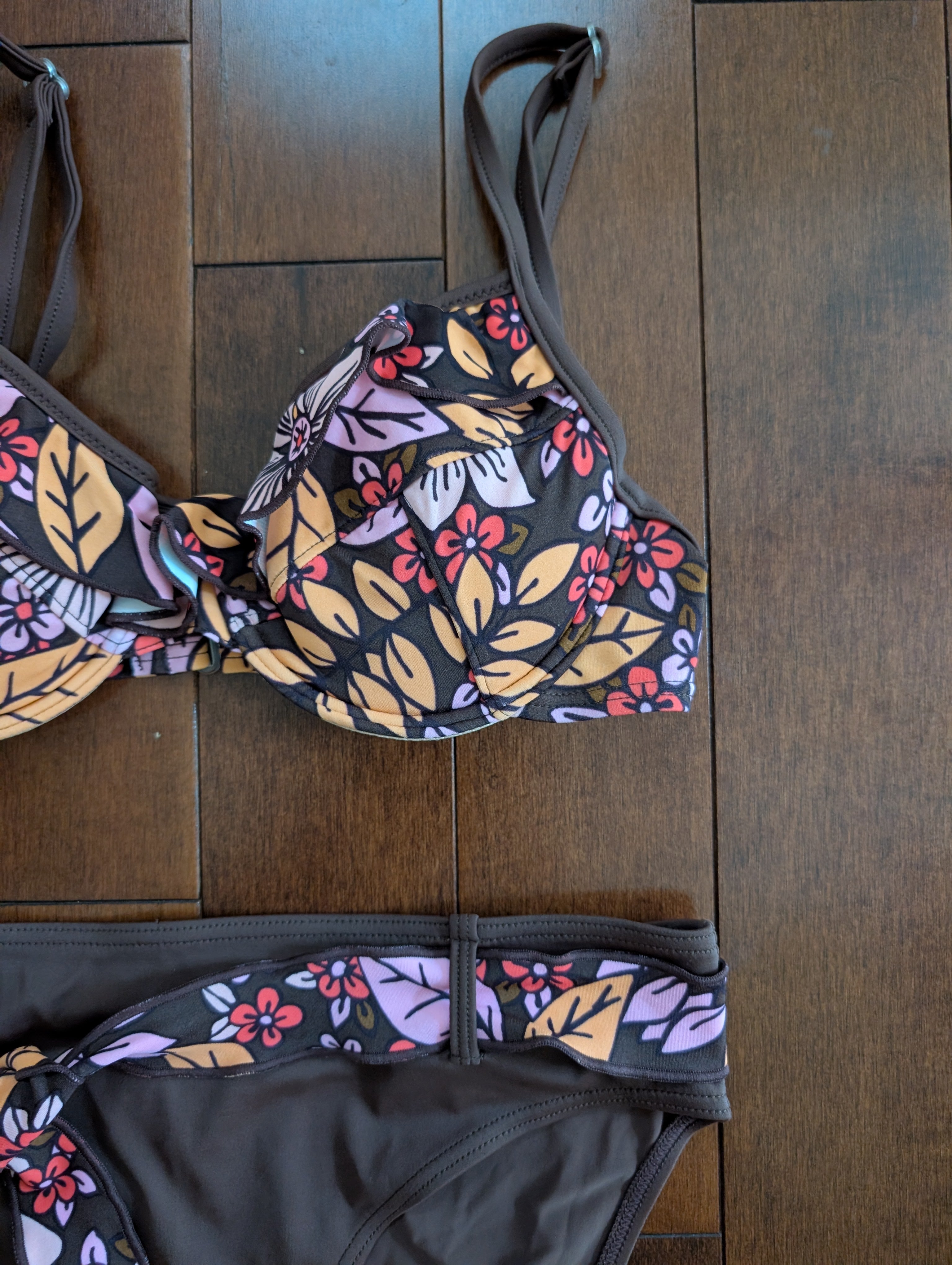 RETRO Y2K CHOCOLATE FLORAL VINTAGE BIKINI