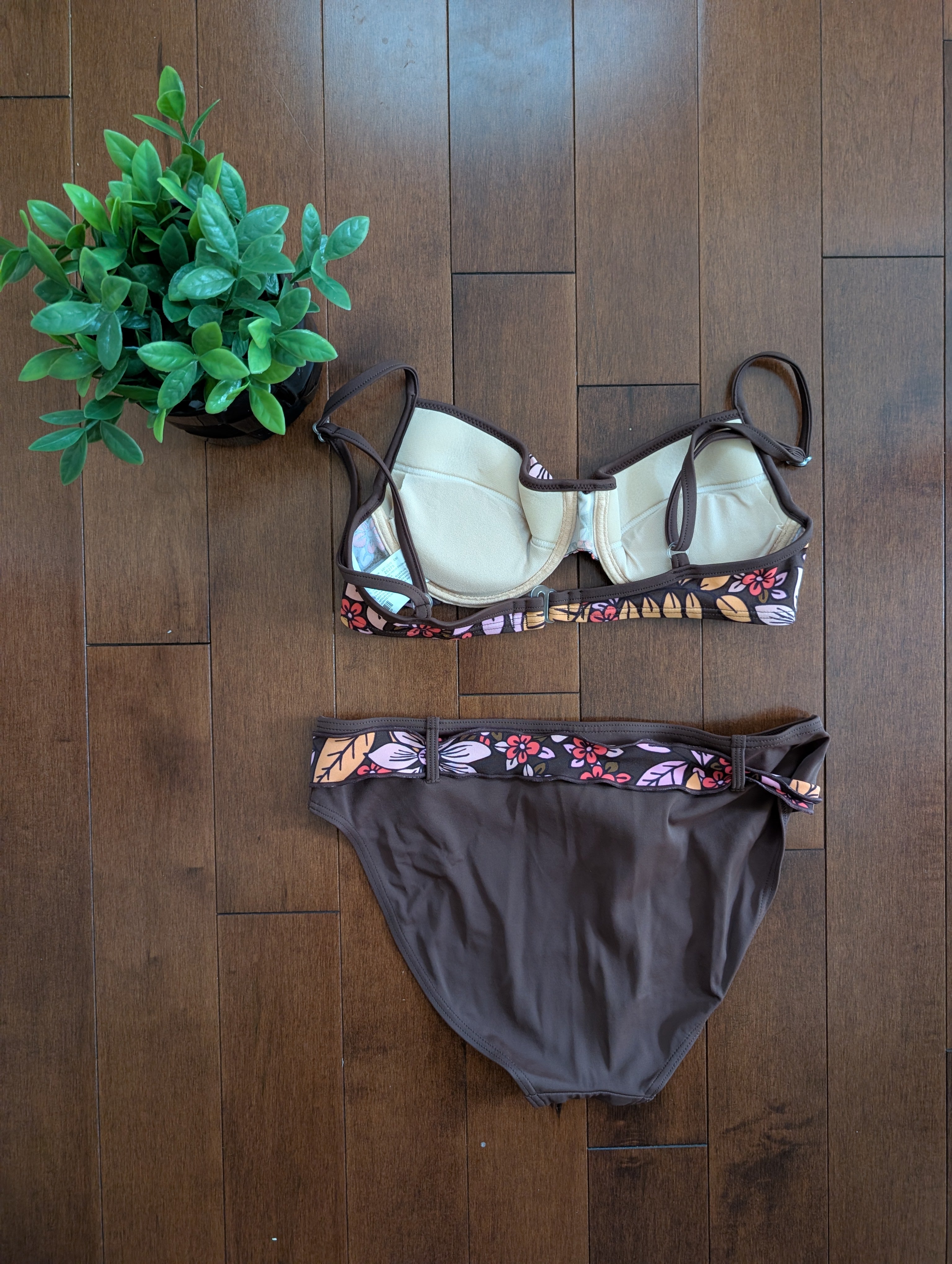 RETRO Y2K CHOCOLATE FLORAL VINTAGE BIKINI