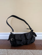 Y2K BLACK BUCKLE DETAIL MINI SHOULDER BAG