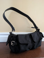 Y2K BLACK BUCKLE DETAIL MINI SHOULDER BAG