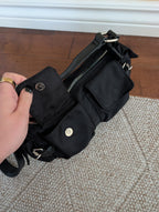 Y2K BLACK BUCKLE DETAIL MINI SHOULDER BAG