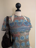 CLARA COLLINS Y2K VINTAGE ABSTRACT PRINT HALTER TSHIRT TOP