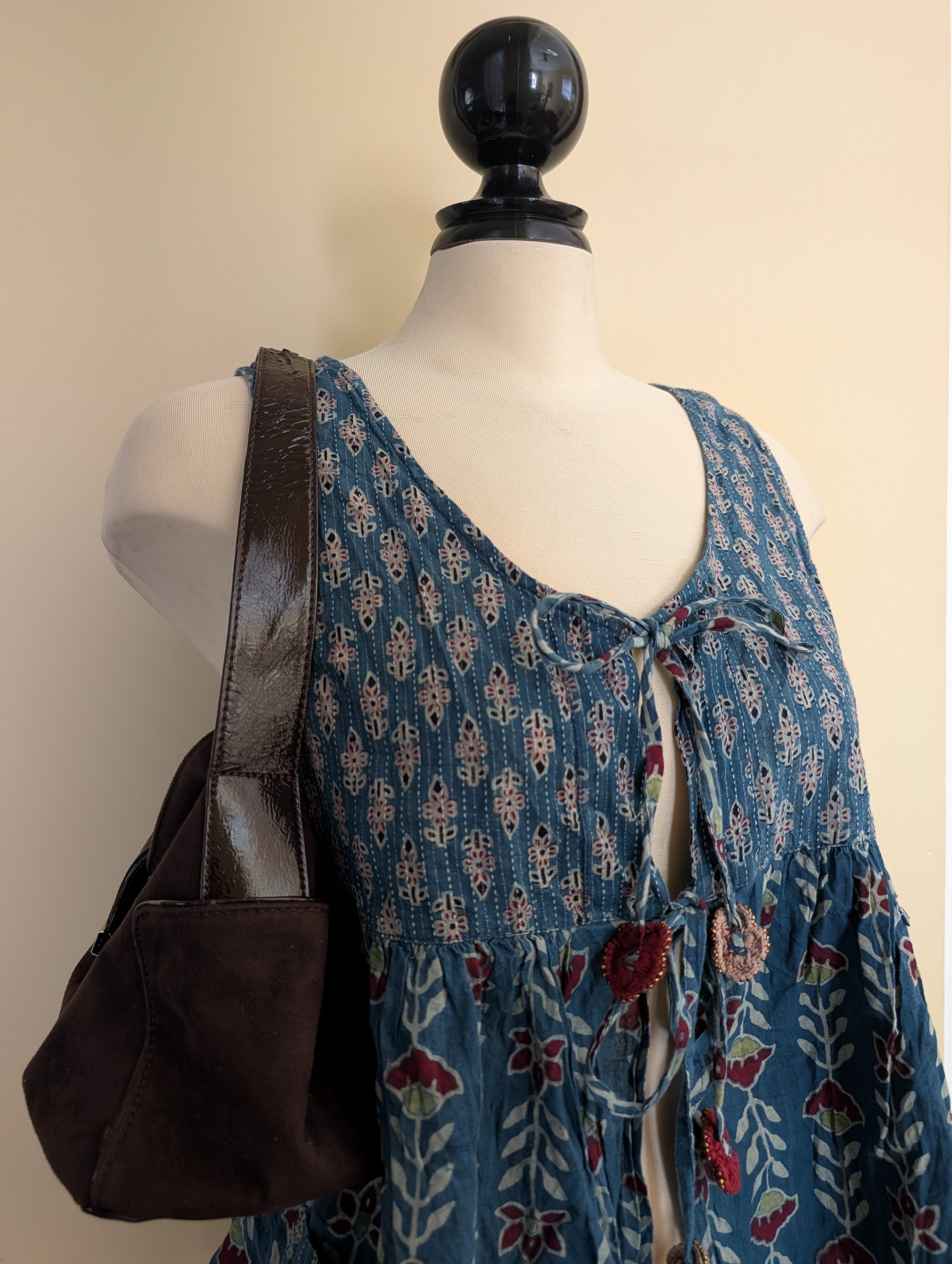 BOHO FLORAL DETAIL Y2K VINTAGE BABYDOLL TOP