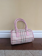 BABY PINK PLAID Y2K MINI BAGUETTE BAG