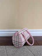 BABY PINK PLAID Y2K MINI BAGUETTE BAG
