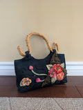 3D FLORAL DETAIL Y2K BAMBOO HANDLE BAG
