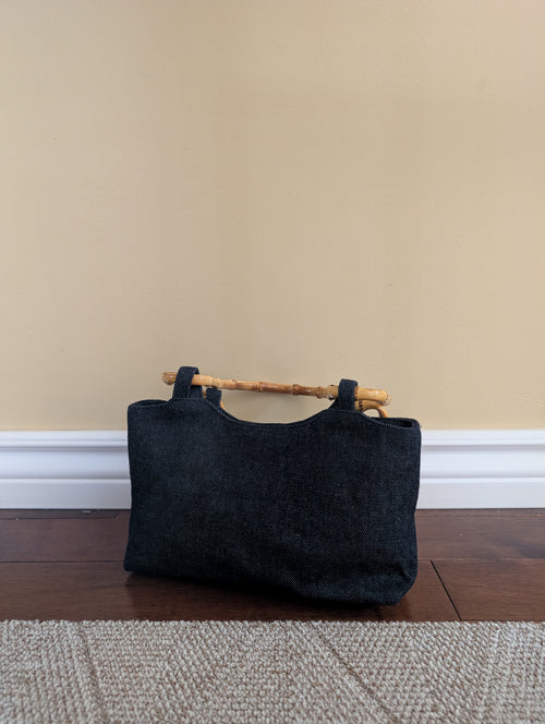 3D FLORAL DETAIL Y2K BAMBOO HANDLE BAG