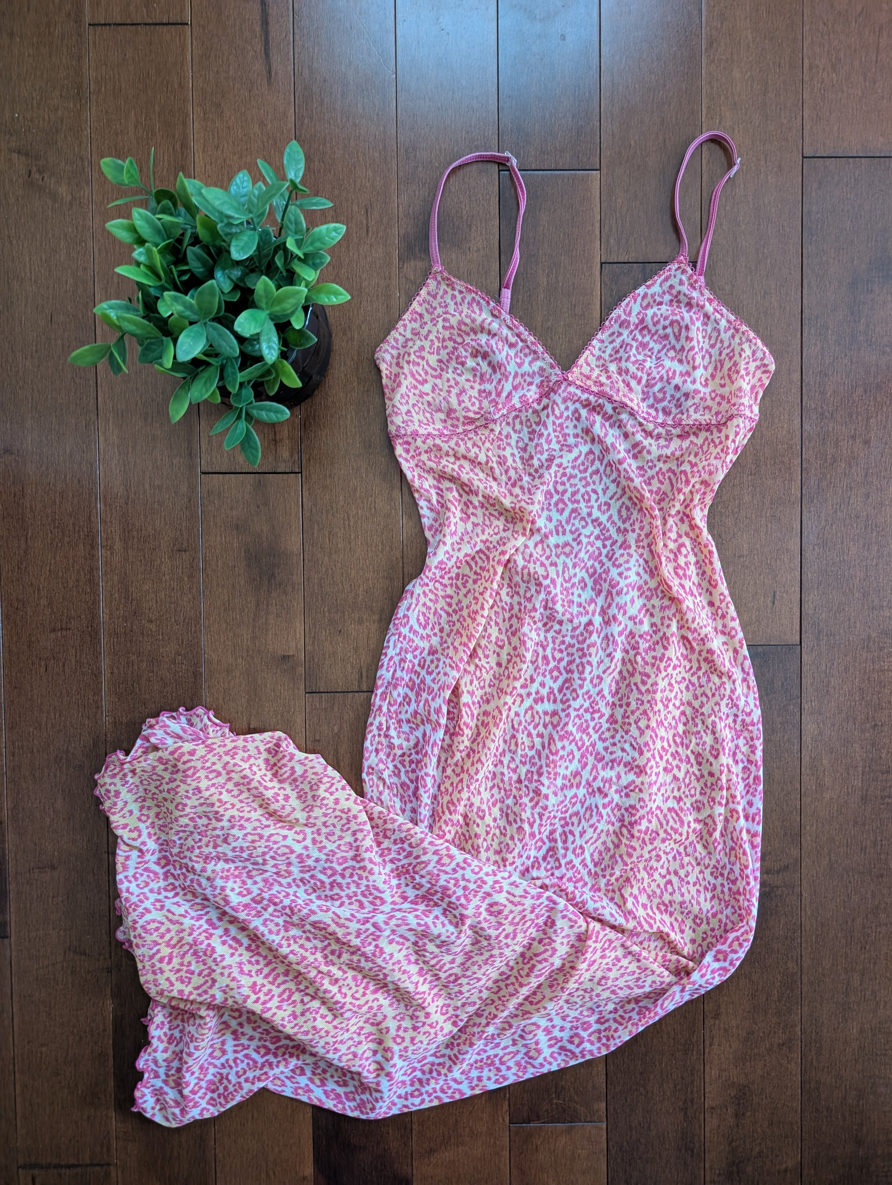 LA SENZA Y2K SHEER LEOPARD MAXI DRESS