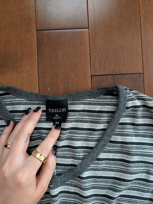 90s GREY STRIPED VINTAGE BOXY TANK TOP