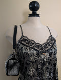 90s GOLD PAISLEY PRINT VINTAGE SATIN TANK TOP