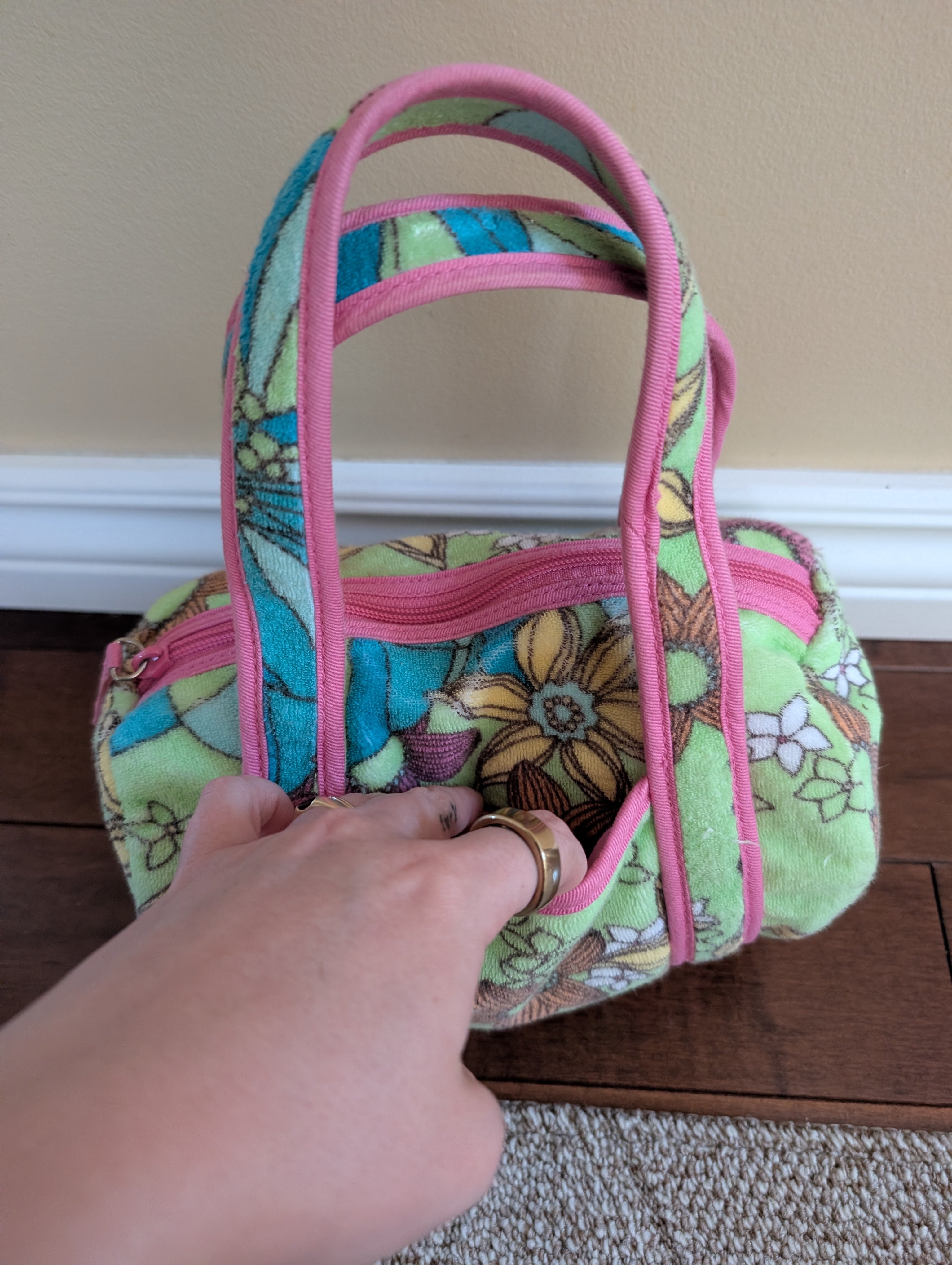 RETRO FLORAL TERRY CLOTH Y2K VINTAGE MINI BAG