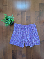 Y2K PURPLE LEOPARD PRINT VINTAGE SWEATSHORTS