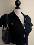 HEART POCKET RIBBED ZIP UP Y2K VINTAGE TSHIRT