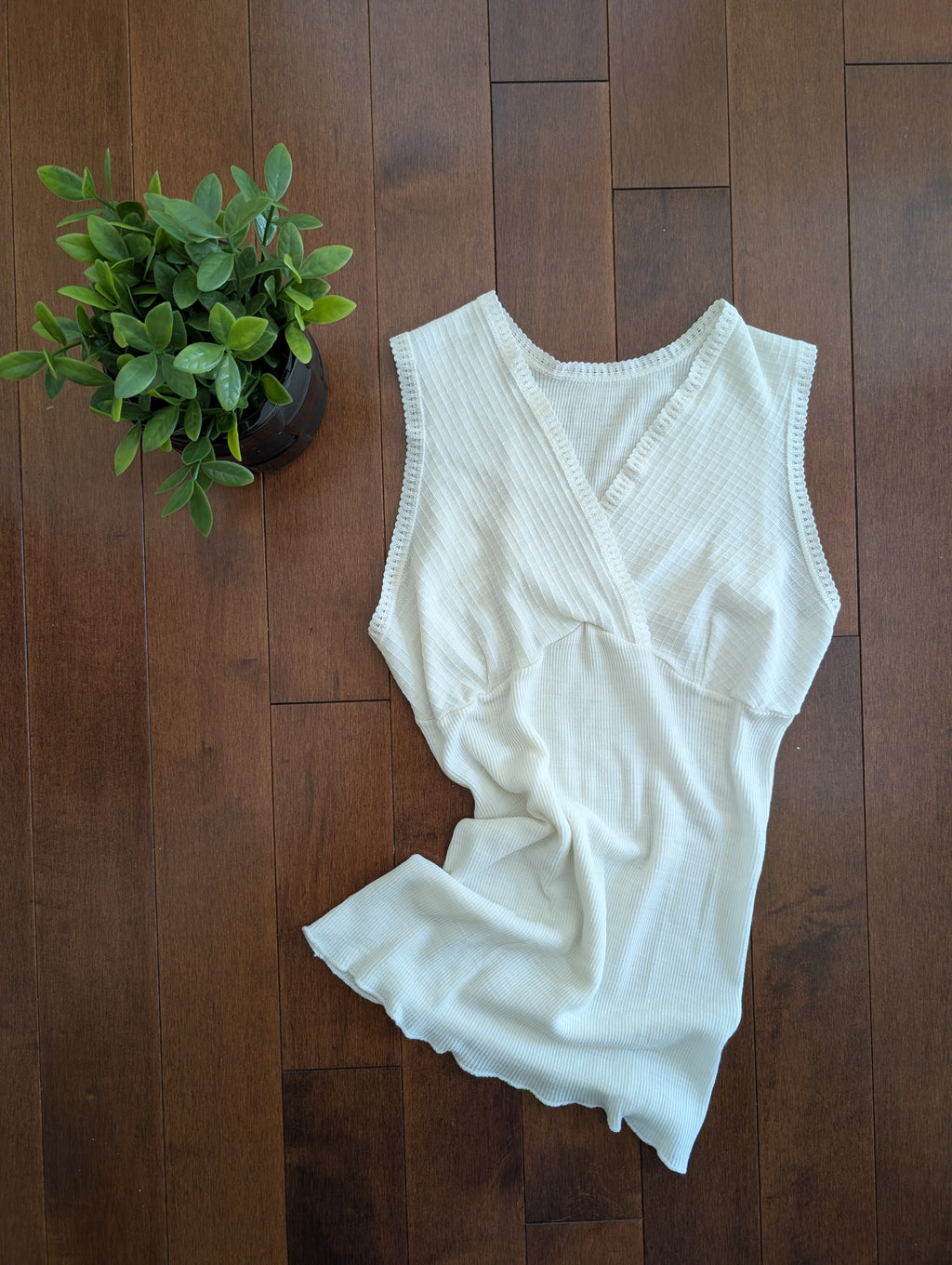 90s LACE EDGE COTTON WRAP TOP