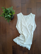 90s LACE EDGE COTTON WRAP TOP