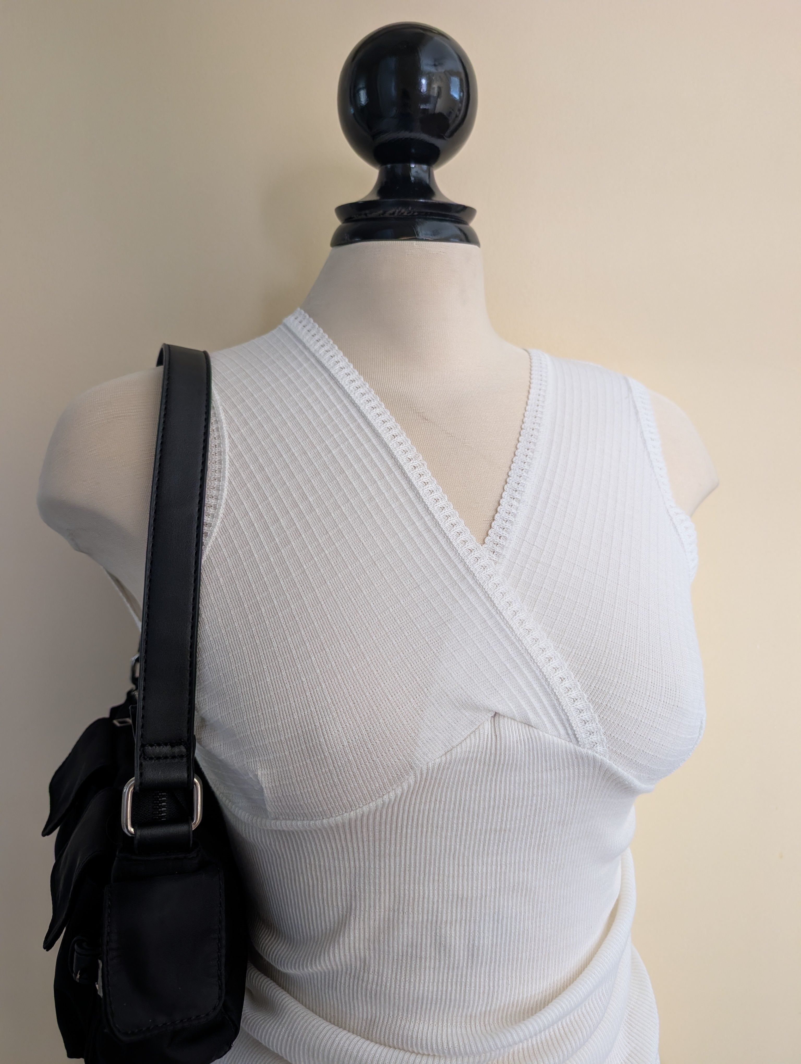 90s LACE EDGE COTTON WRAP TOP