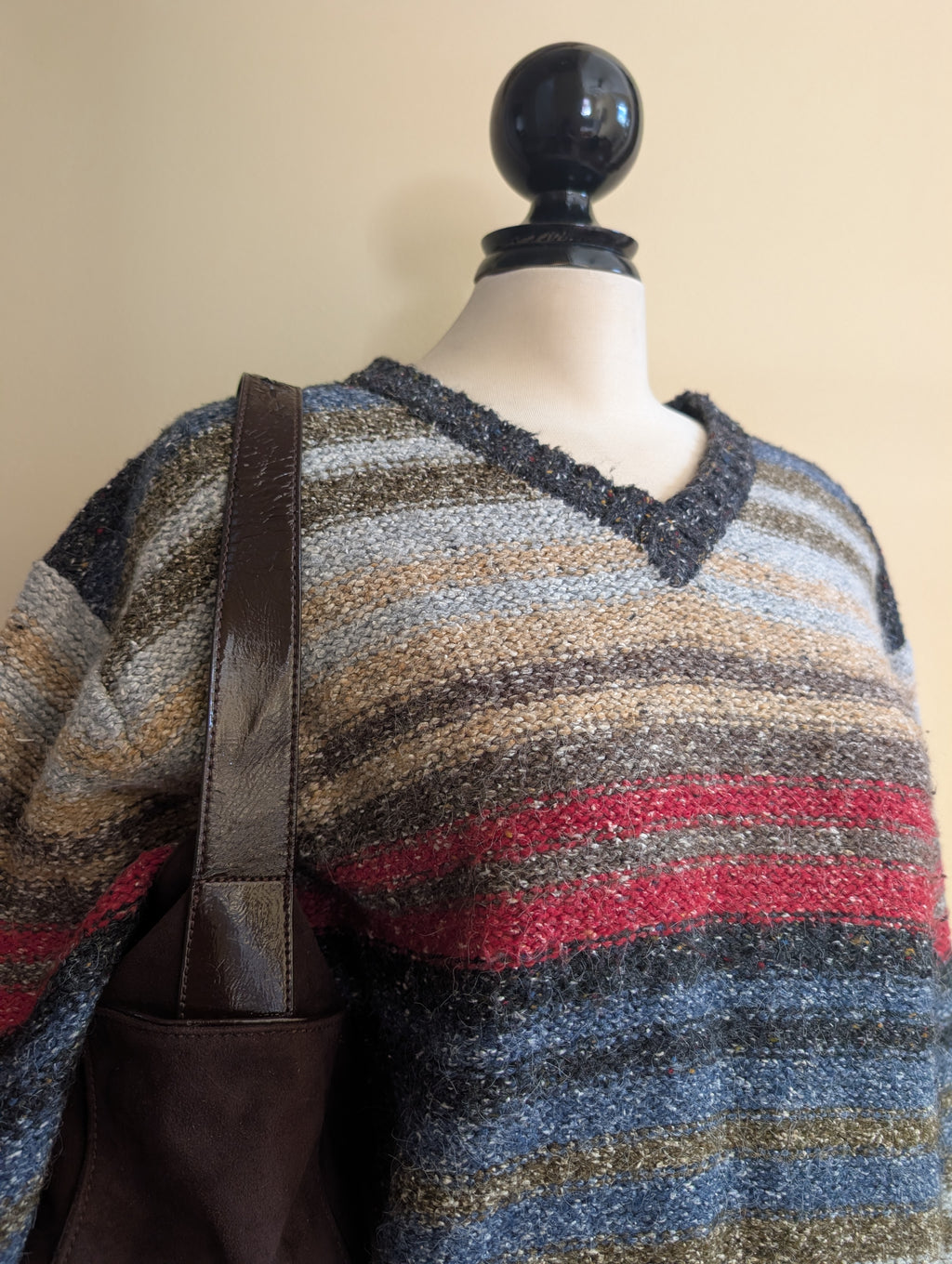 NEUTRAL STRIPED CHUNKY KNIT VINTAGE 1990s SWEATER