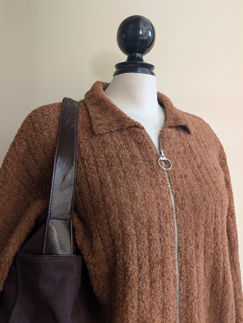FLUFFY RIBBED Y2K ZIP UP VINTAGE CARDIGAN SWEATER