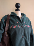 FLORAL FLEECE DETAIL VINTAGE BUTTON UP SWEATER