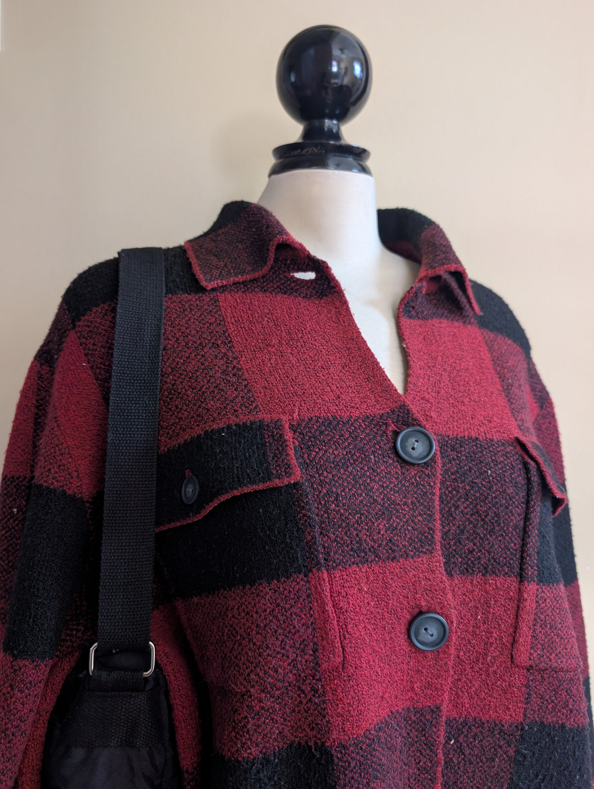 PLAID FLANNEL SOFT KNIT VINTAGE CARDIGAN SWEATER